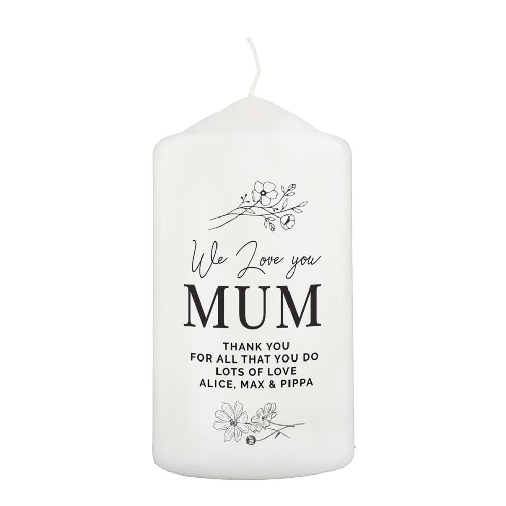 Personalised Floral Pillar Candle £11.69